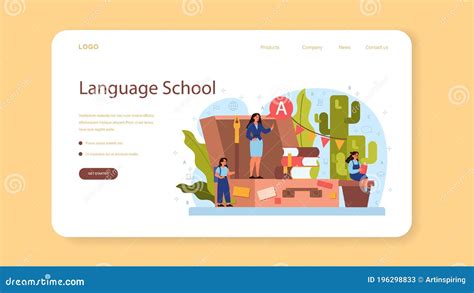 Spanish Learning Web Banner Or Landing Page Language School Stock