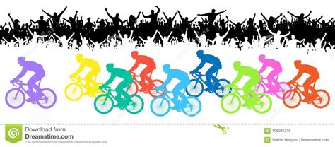 Bicycle Race Crowd Of Fans Silhouette Sport Event Banner Stock