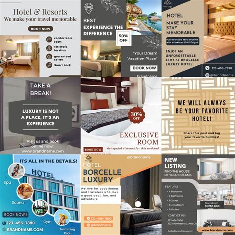 20 Hotel And Resorts Editable Canva Templates And Instagram Post