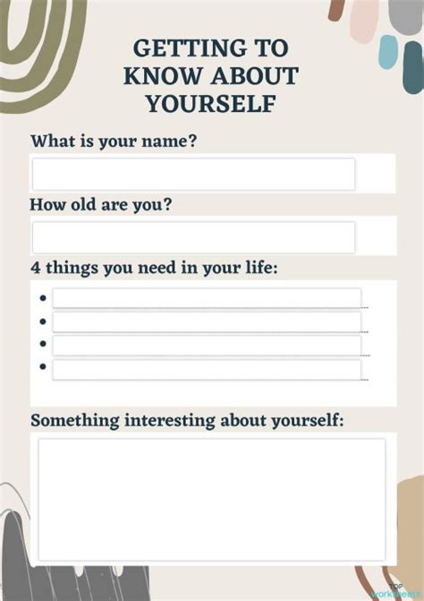 Getting To Know About Yourself Interactive Worksheet Topworksheets