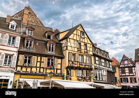 Traditional Half Timbered Houses In Colmar Alsace France Stock Photo