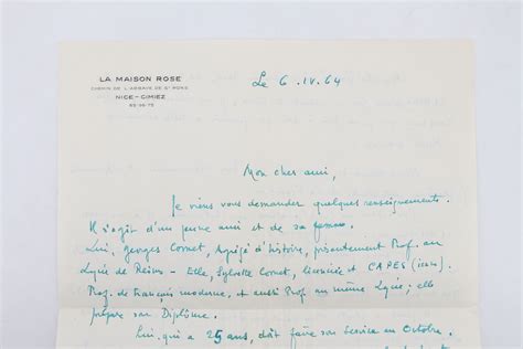 Bosco Lettre Autographe Sign E Adress E Son Ami Georges Raillard