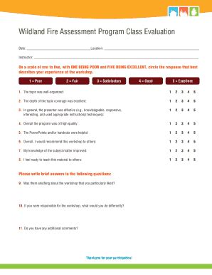 Fillable Online Wildland Fire Assessment Program Class Evaluation Fax