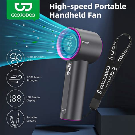 Goojodoq Mini High Speed Fan With Led Display Maximum Wind Speed M S