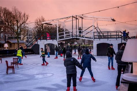 Amsterdam, Netherlands. December 2022. the Ice Skating Rink on the ...