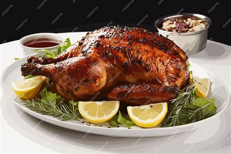 Premium Vector Traditional Roasted Stuffed Duck Baked Duck With