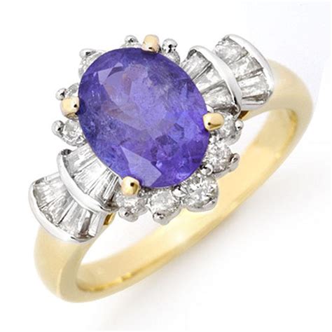 Lot 2 90 Ctw Tanzanite And Diamond Ring 14k Yellow Gold Ref 114h5r