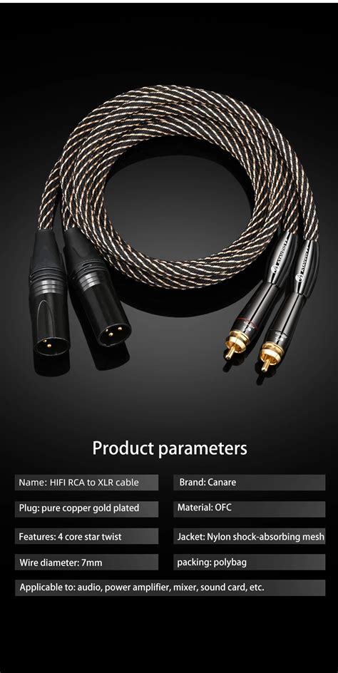 Rca Vers Xlr Mâle 2m Câble Audio Hi Fi 2rca Vers 2xlr 6n Ofc 3pin