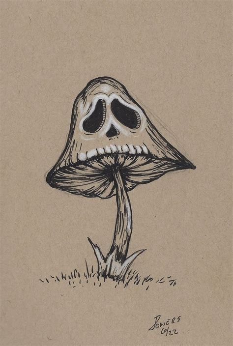 Poison Mushroom Pen Art Drawings Skull Art Drawing Creepy Drawings