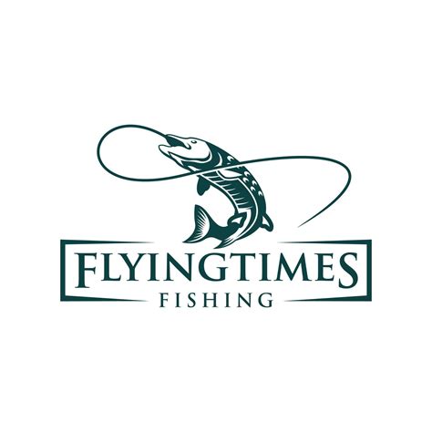 Fish Flying Fishing Logo Design Outdoor Adventure Logo Design Template