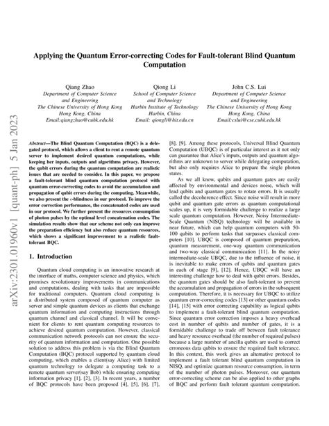 Applying Quantum Error Correcting Codes For Fault Tolerant Blind