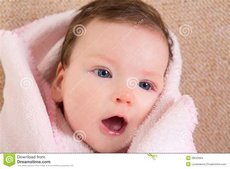 Baby Little Girl Face Portrait Open Mouth Stock Images Image 28522664