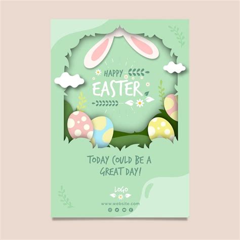 Plantilla de tarjeta de felicitación vertical para pascua con huevos y