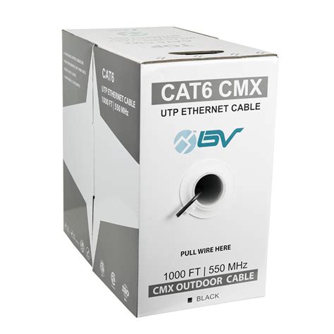 Bv Tech Cat6 Outdoor Cmx Ethernet Cable 1000ft Black Cable Cat6 Cm