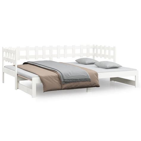 VidaXL Pull Out Day Bed White 2x 90x190 Cm Solid Wood Pine Wood