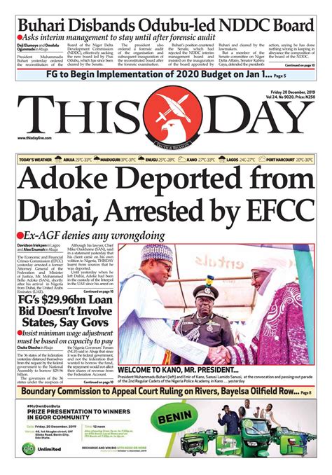 Thursday 20th December 2019 By Thisday Newspapers Ltd Issuu