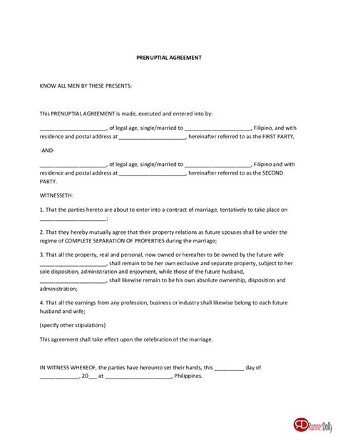 Standard Prenuptial Agreement Form Edit Fill Sign Online Handypdf