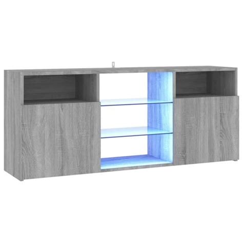 Viesurchoix Meuble TV avec lumières LED Sonoma gris 120x30x50 cm 117197