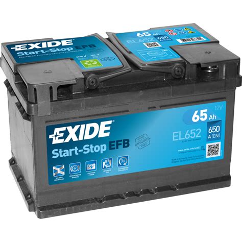 Batería de Coche Vehículo Exide Efb EL652 EFB 12V 65Ah 65 650A Caja