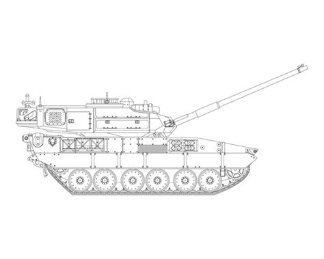 Tanque de batalha principal em arte de linha veículo de combate