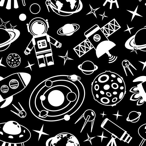 Space Black And White Seamless Pattern 438267 Vector Art At Vecteezy