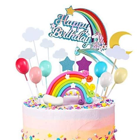 Izoel Pezzi Unicorno Cake Topper Kit Nuvola Arcobaleno Palloncino