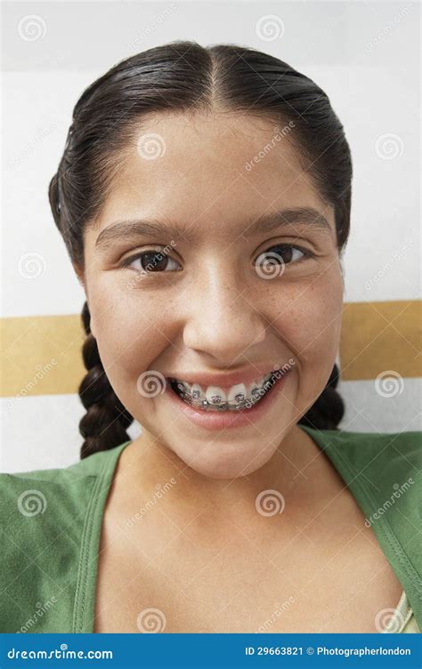 Closeup Of Teenage Girl With Braces Stock Image Image Of Teenage