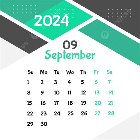 Modèle De Conception De Calendrier De Septembre 2024 Vecteur Png