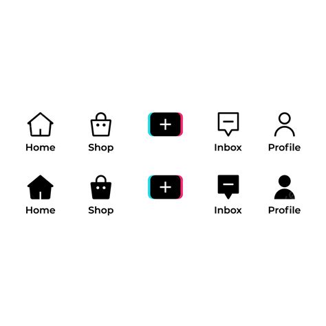 Icon Set Of Tiktok Menu App Tiktok Home Shop PNG And Vector With