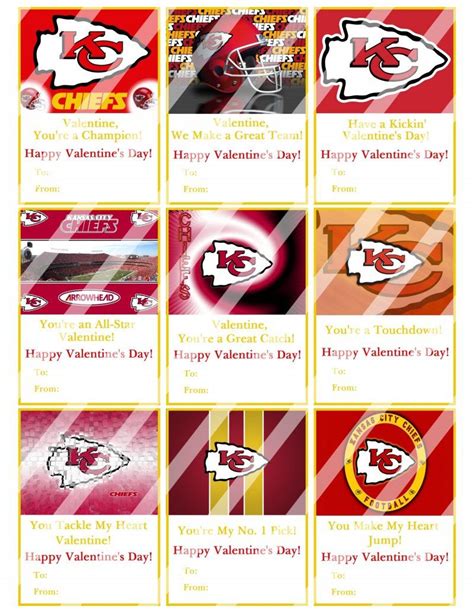 Kansas City Chiefs Valentines Day Cards Sheet 1 Instant Download Or