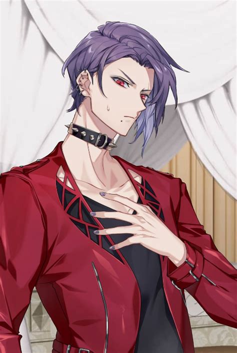 Purple Haired Anime Guy in Stylish Outfit