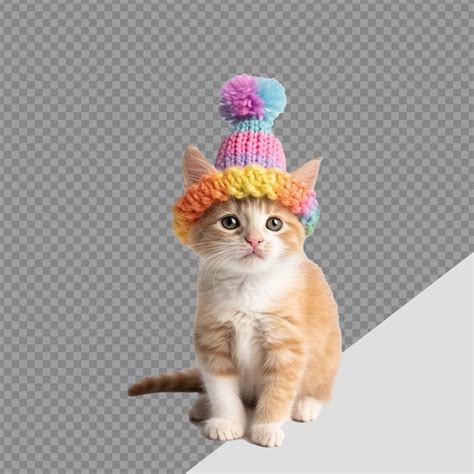 Gato bebê usando chapéu de festa de verão colorido png isolado em fundo