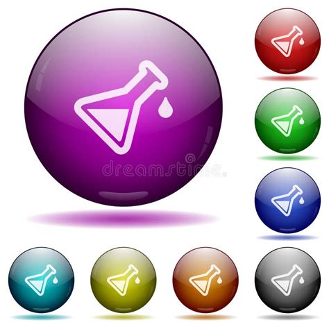 Experiment Icon In Glass Sphere Buttons Stock Vector Illustration Of