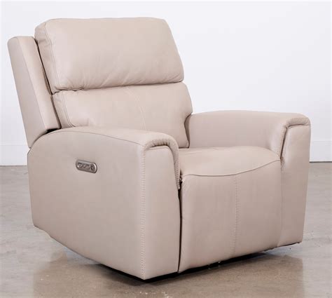 Flexsteel® Jarvis Parchment Leather Power Recliner With Power Headrest Miskelly Furniture