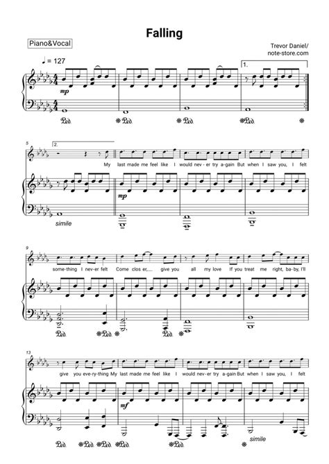 Trevor Daniel - Falling ноты для фортепиано в Note-Store.ru | Пианино ...