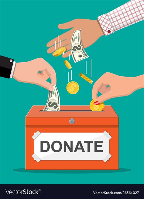 Donation box with money Royalty Free Vector Image