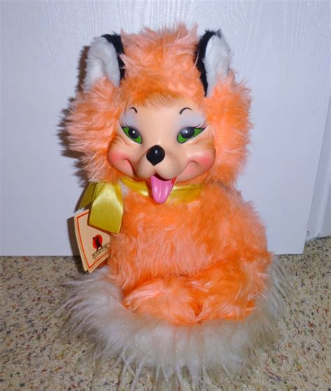 Vintage Rushton Rubber Face Faced Plush Orange Fox Toy W Factory Tags