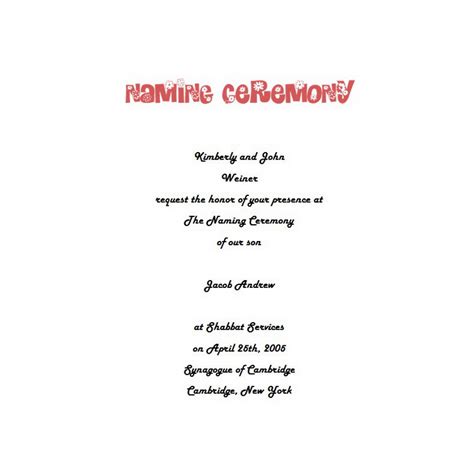 Naming Ceremony Invitations 4 Wording | Free Geographics Word Templates