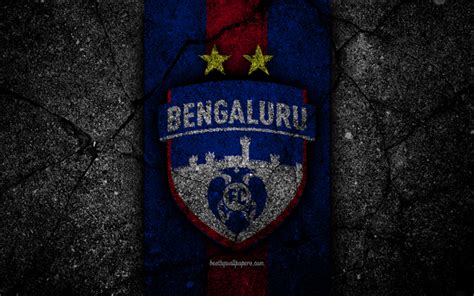 Download wallpapers FC Bengaluru, 4k, ISL, logo, Indian Super League, black stone, India ...