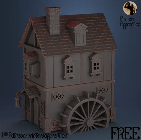 STL Datei Grisel Mühle Modular Fantasy Mittelalterliche Mühle 50