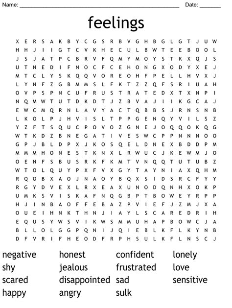 Feelings Word Search Wordmint