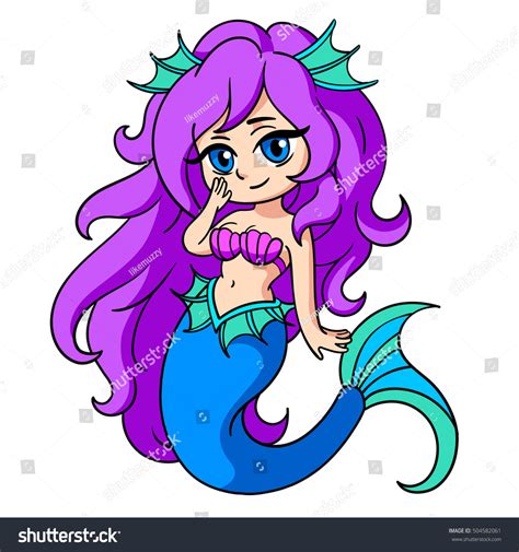 Vector Illustration Little Mermaid Anime Style Stock Vector (Royalty ...