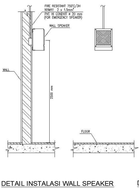 Detail Installation Of Wall Speaker Cad Blocks In Autocad Dwg File