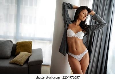 Beautiful Alluring Erotic Woman Sexy Lingerie Stock Photo