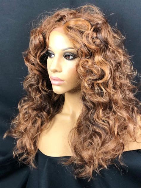 Auburn Wig Brown Human Hair Blend Wig Medium Length Tousled Waves With Subtle Highlights