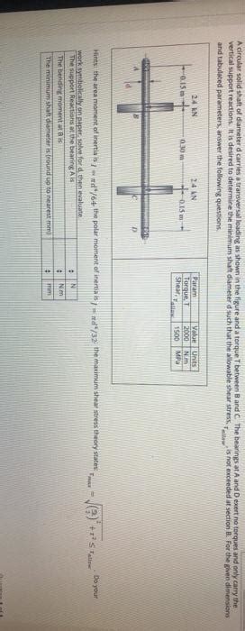 Solved A Circular Solid Shaft Of Diameter D Carries A Chegg