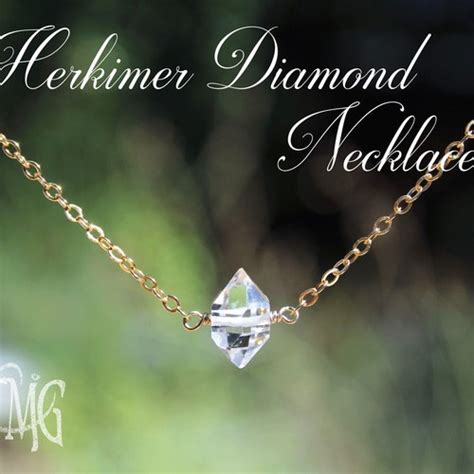 Herkimer Diamond Necklace April Birthstone Necklace Raw Etsy