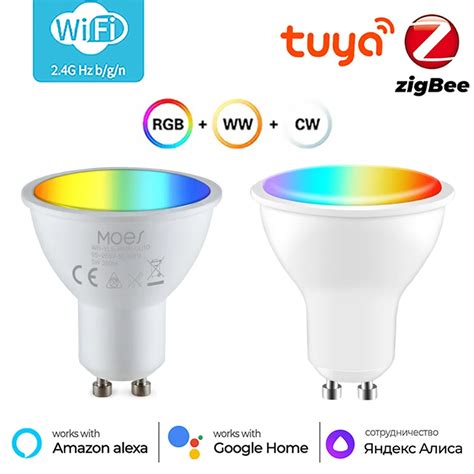 Tuya Wifi Zigbee Gu10 Smart Led Bulbs 5w Rgbcw Dimmable Lamps Smart