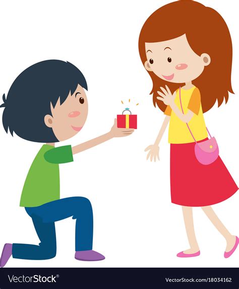 Man Proposing Woman With Ring Royalty Free Vector Image