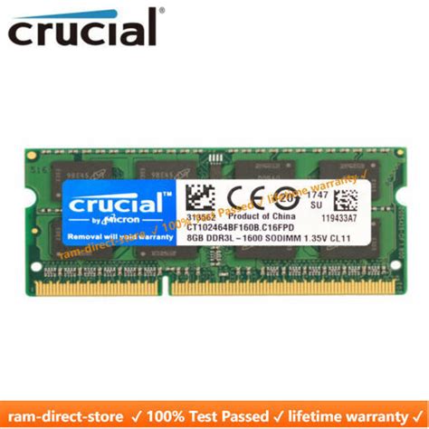 Crucial 8gb Ddr3l 1600 Pc3 12800 Laptop Sodimm 204 Pin Memory Ram Ddr3